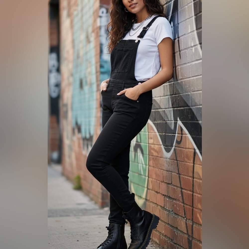 EUC Levi’s Skinny Denim Jean Overalls in Black Size 27
